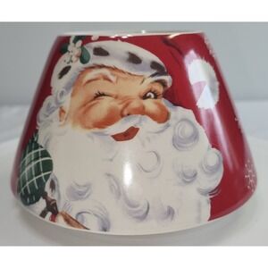Santa Claus Winking Candle Topper Large Jar Shade Red Vintage Style